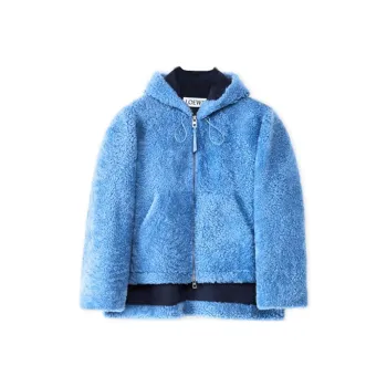 LOEWE Hooded Shearling Jacket 'Blue/Navy'