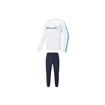 FILA Casual Sportswear Men Clothing Sets Jade White Top+RD Royal Blue Bottom