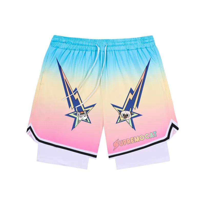 Supremo Cat Basketball Shorts Unisex-6