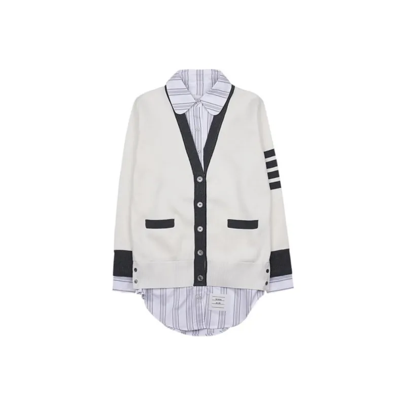 THOM BROWNE Milano Oxford Layered Shirt Cardigan-0