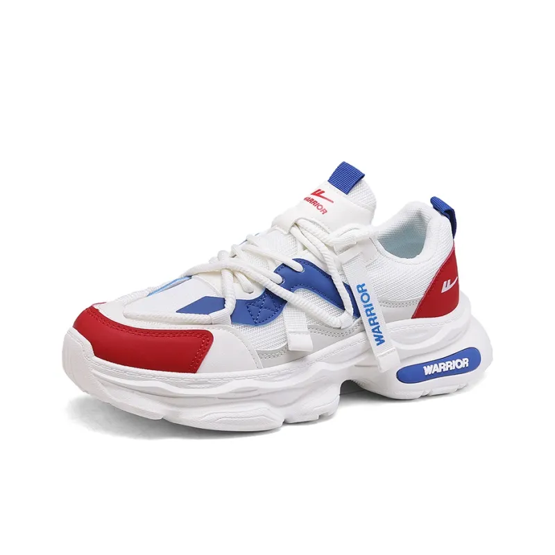 Warrior Slip Resistant And Breathable Low Top Casual Running Shoes Men's White Blue Red-1