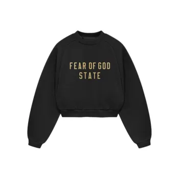 Fear Of God Essentials Women'ss Fleece Cropped Hoodie Black