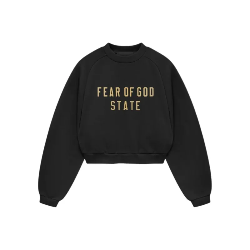 Fear Of God Essentials Women'ss Fleece Cropped Hoodie Black-0