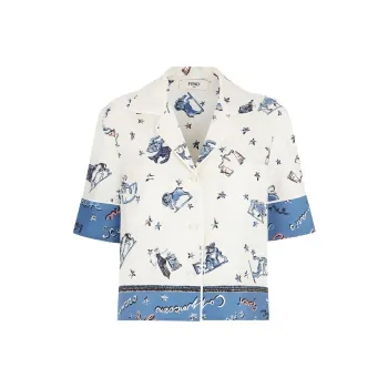 FENDI Astrology-print Silk Shirt