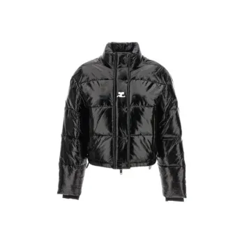 COURREGES Cropped High Neck Puffer Jacket