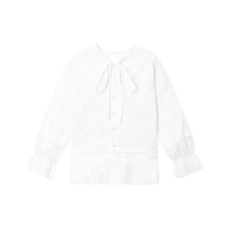 UNVESNO Shirts Women's Lace White-0