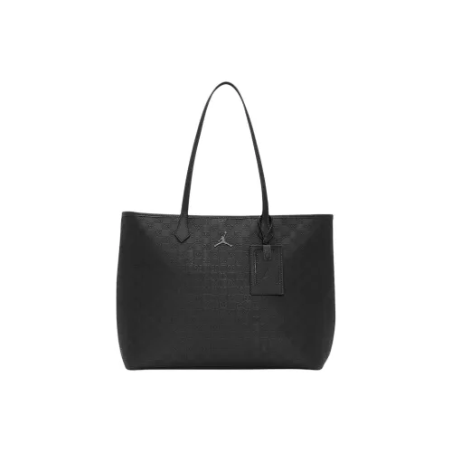 Jordan Polyurethane Tote Bag, Shopping Bag, Shoulder Bag Women's Black