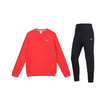 Nike Casual Sportswear Men Clothing Sets Red Top+Black Pants
