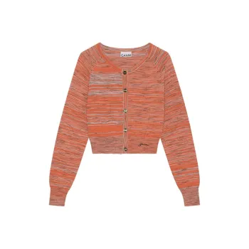 GANNI Mouline Logo Embroidered Buttoned Cardigan