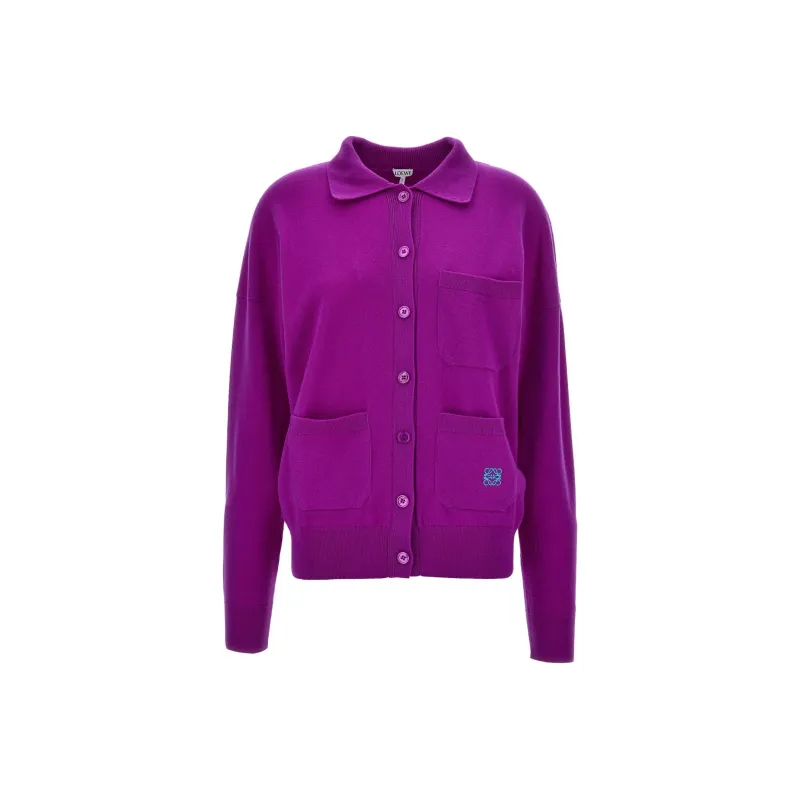LOEWE Logo Embroidered Button-Up Cardigan-0