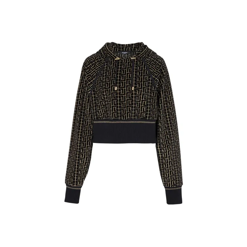 BALMAIN Monogram Cotton blend Hoodie-0
