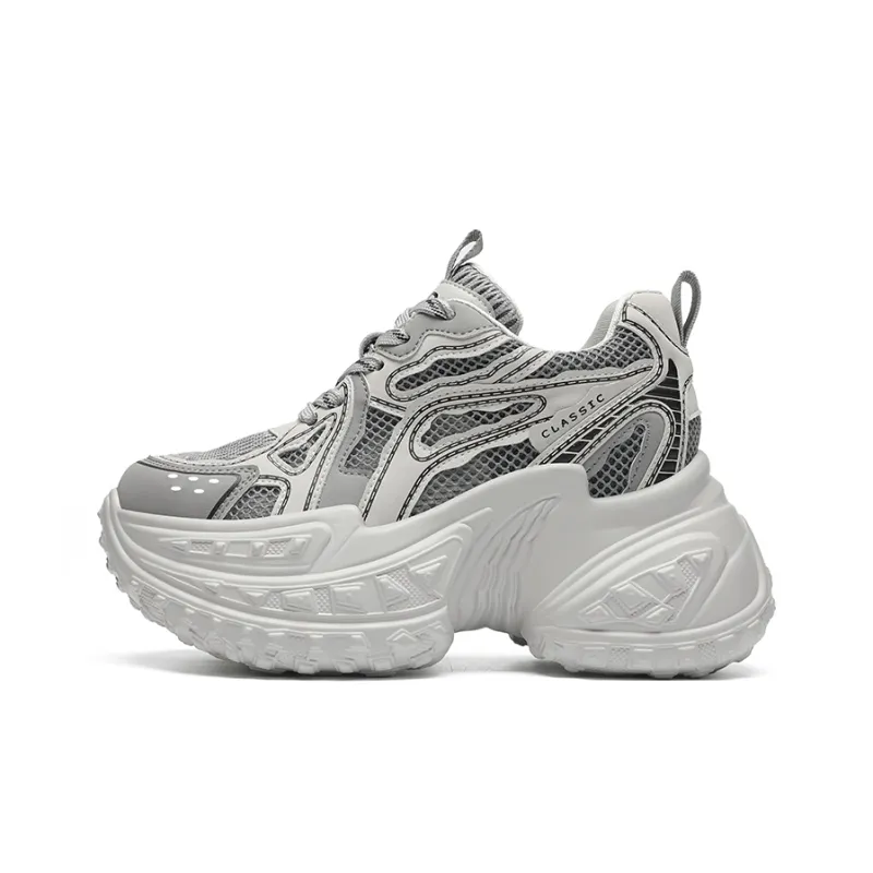 ZHR Baby's Breath Cushioning Abrasion Resistant Coverage Height Increasing Low Top Chunky Sneakers Women's-5