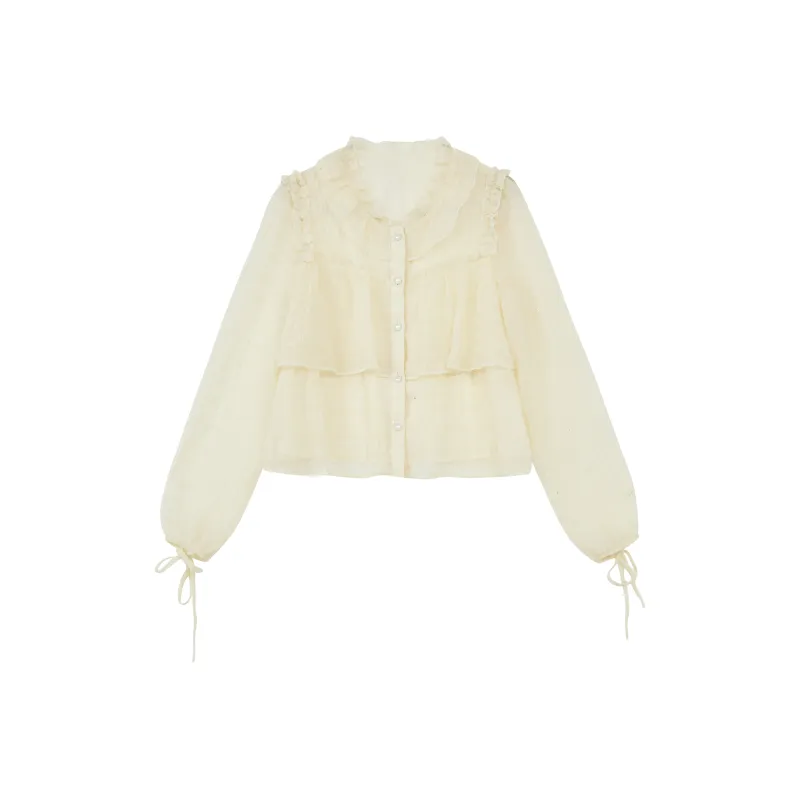 TORIGHT Chiffon Shirts Women's Apricot-0