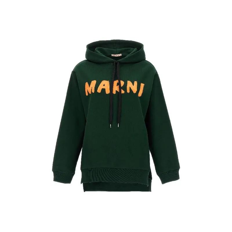 MARNI Logo Printed Drawstring Hoodie-0