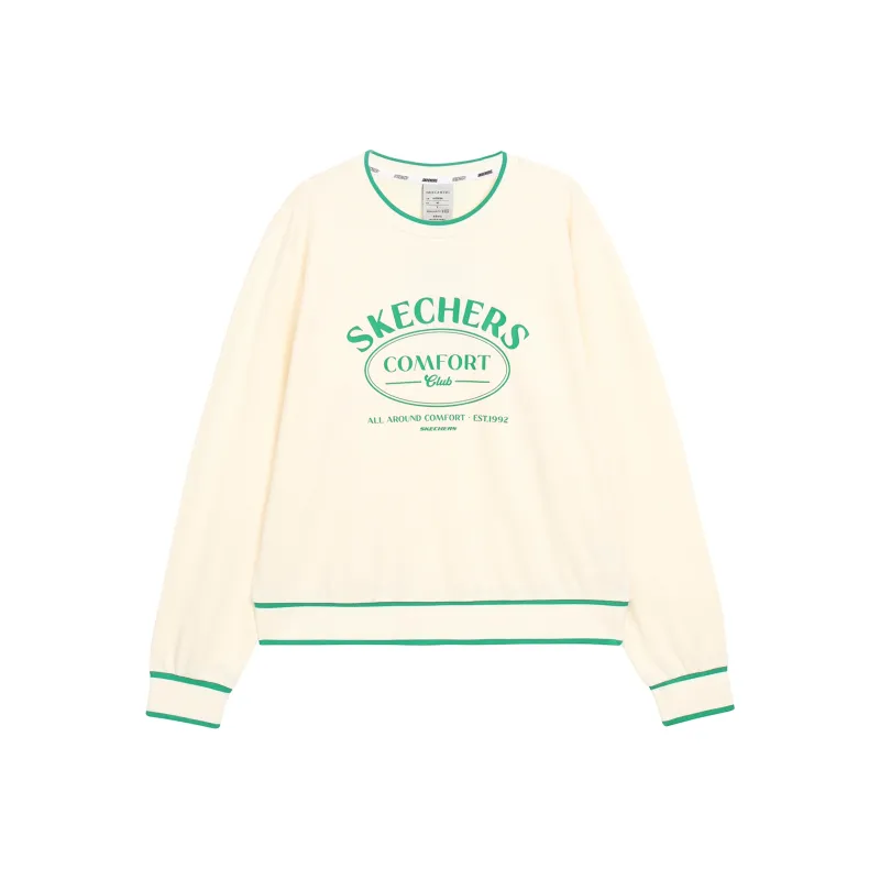 Skechers Colorful Sweatshirts Women's Cream Beige White-0