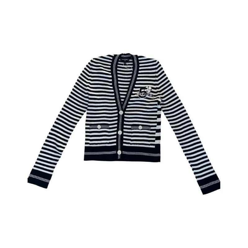 CHANEL 23 Spring And Summer Knitwear Women's Black White-0