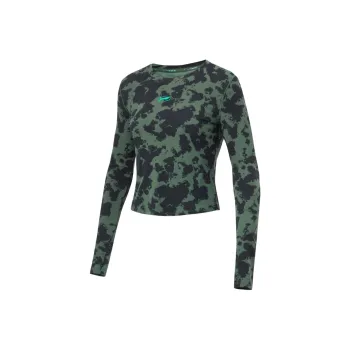 LiNing Running Collection T-Shirt Women's Dark Green Black All Over Print