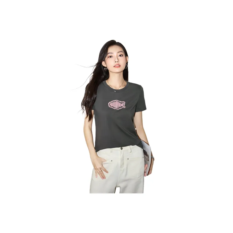 SMEN T Shirts Women's Gray-0