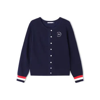 Elle Active Knitwear Cardigan Women's Dark Blue/White/Maroon