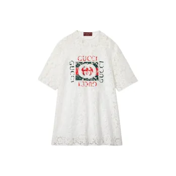 GUCCI Printed Floral Lace Top 'Off White'