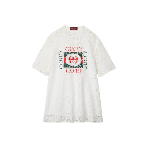 GUCCI Printed Floral Lace Top 'Off White'