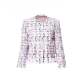 BESIONIA SS24 Jackets Coats Women's Purple Plaid Pattern