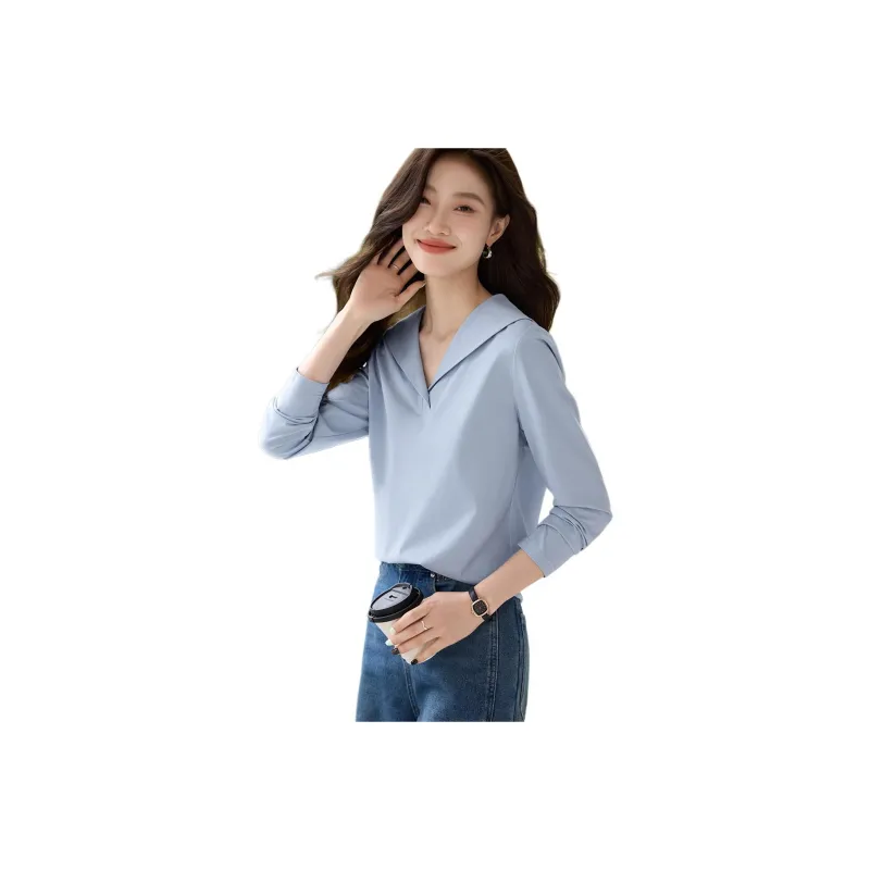 Mo Han Yi Mei T Shirt Women's Dusty Blue-0