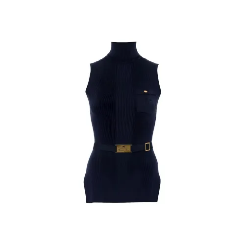 Elisabetta Franchi Logo Embroidered Narrow Ribbed Turtleneck Top