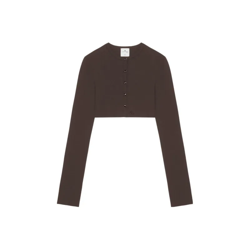 COURREGES Knit Cropped Cardigan 'Heritage White'-3