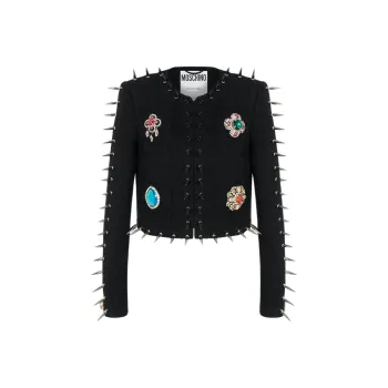 MOSCHINO Punk Couture Bouclé Crop Jacket Jackets Coats Women's Black