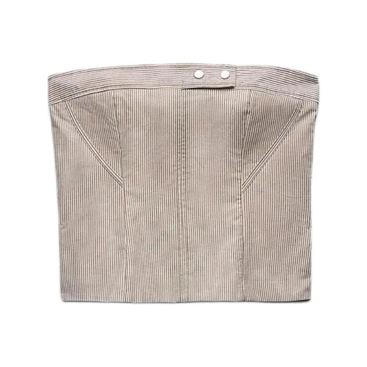 ZARA Strapless Top Women's Blue Denim-0