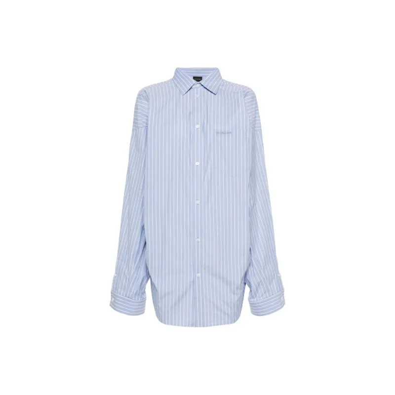 Balenciaga Asymmetric Shirt 'Sky Blue/White'-0