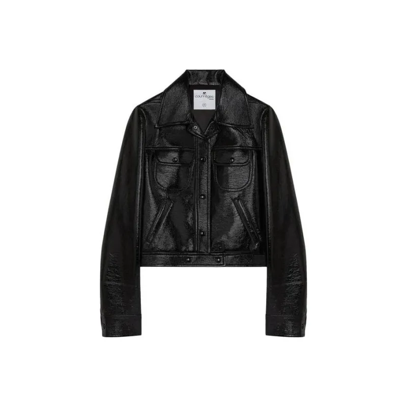 Courrèges Vinyl Trucker Jacket 'Black'-0
