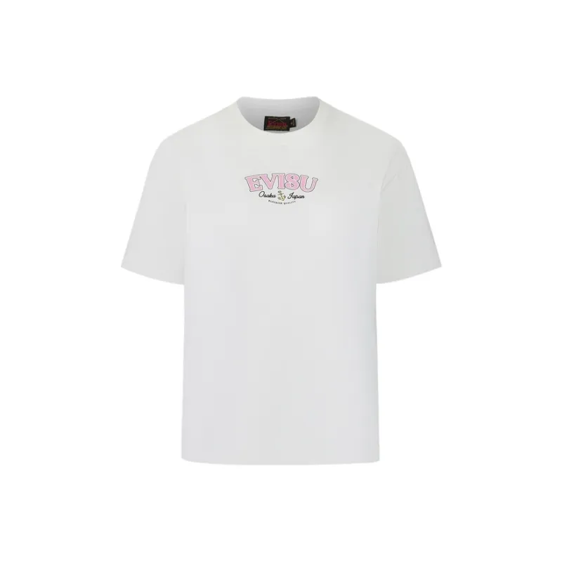 EVISU Large M And Logo Print Minimalist Style Comfortable Short Sleeved T Shirt Women's-1