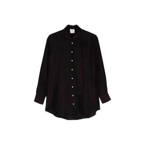 Alysi Striped Long Sleeved Curved Hem Shirt