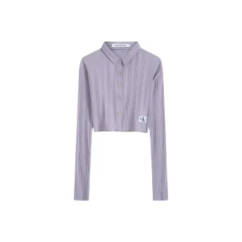 Calvin Klein Cropped Ribbed Jersey Cardigan