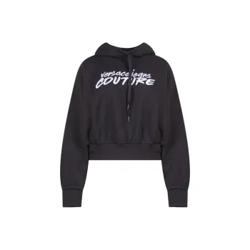 VERSACE JEANS COUTURE Logo embroidered Cropped Hoodie
