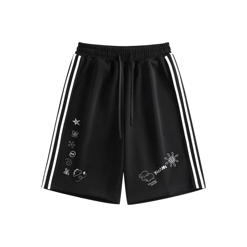 Crayon Shinchan Casual Shorts Unisex Active Black & White-0
