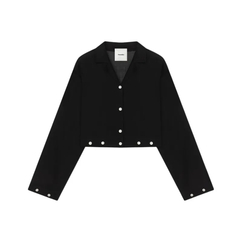 NANUSHKA Vally Studded Cropped Organza Shirt-0