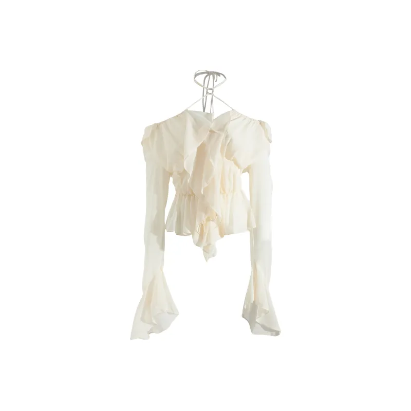 CPAURA Chiffon Shirts Women's Ecru-0