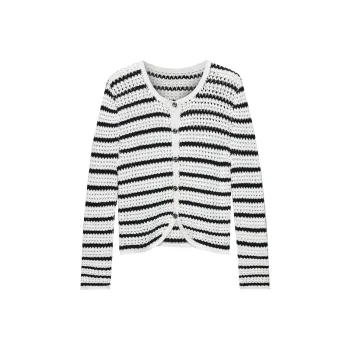Self Who Knitwear Women's Black White Bottom Strip