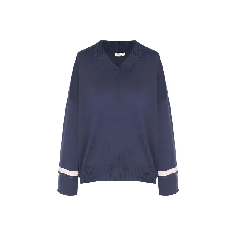 Brunello Cucinelli V Neck Drop Shoulder Jumper-0
