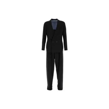 EMPORIO ARMANI Upton Line Double breasted Suit In A Micro Gingham Virgin Wool