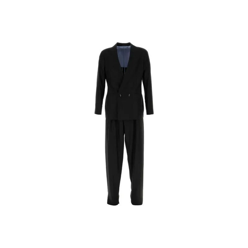 EMPORIO ARMANI Upton Line Double breasted Suit In A Micro Gingham Virgin Wool-0