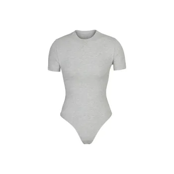 SKIMS COTTON JERSEY T SHIRT BODYSUIT Jumpsuit Women's Light Heather Gray
