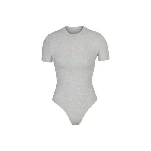 SKIMS COTTON JERSEY T SHIRT BODYSUIT Jumpsuit Women's Light Heather Gray