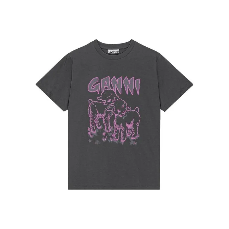 GANNI SS24 Regular T-Shirt Women's Volcanic Gray-0