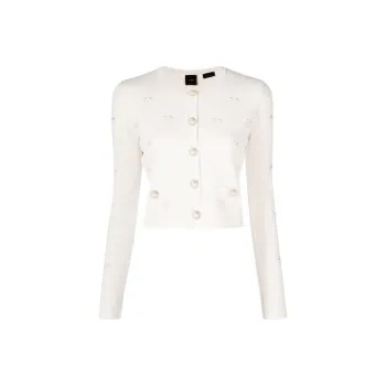 PINKO SS23 Knitted Fabric Cardigan Women's Ivory