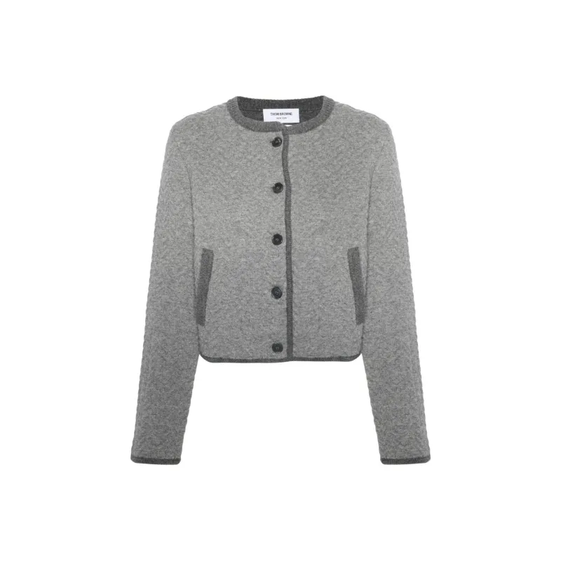 THOM BROWNE Herringbone 3D knit Cardigan-0