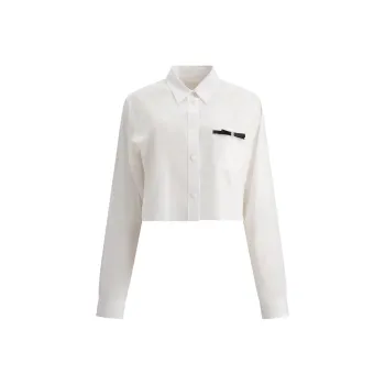 Givenchy Bow Cropped Long Sleeve Shirt 'White'